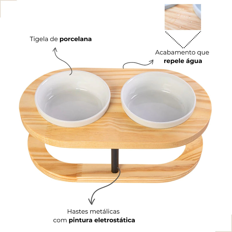 comedouro duplo para cachorro, comedouro para gato, comedouro ergonômico para cachorro, comedouro ergonômico para gato, comedouro pet de porcelana, comedouro de porcelana para cachorro, comedouro de madeira pet, comedouro duplo de porcelana, miauauau
