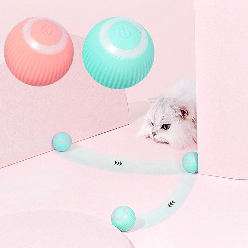 gato interativo inteligente, bola rolamento automática brinquedos gato 360  graus, bola inteligente rotação automática bola gato giratório recarregável  USB