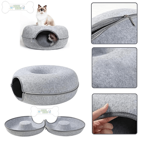 Grande caverna para gatos, parte superior transparente removível, cama de  gato de feltro com pernas de madeira para todas as estações