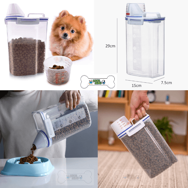 dosador de ração, pet, armazenador de ração pet, armazenador de ração para cachorro, pote de ração pet, recipiente para armazenar ração, recipiente hermético para ração, mundo miauauau, miauauau